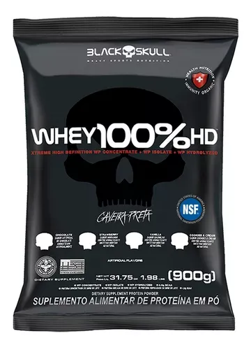 Suplemento Em P 100% Hd Refil Black Skull - 900g Wpc Wpi E Wph Sabor Chocolate